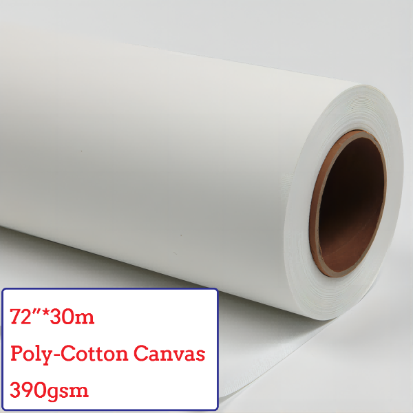 72"*30m Water-Based Matte Polyester Cotton Canvas Roll - 390G