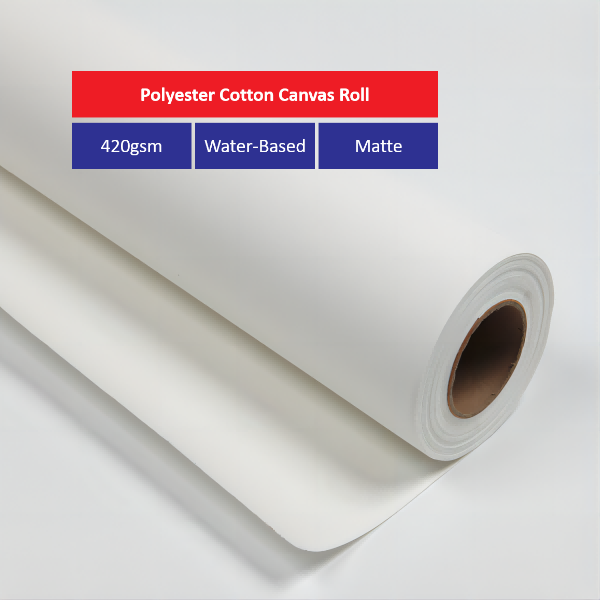 420G Water-Based Matte Polyester Cotton Canvas Roll