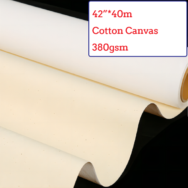 42"*40m Eco-Solvent Glossy Cotton Canvas Roll - 380G