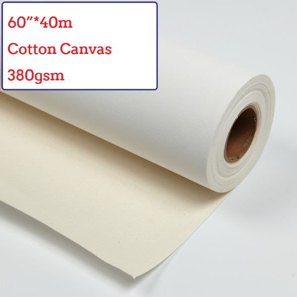 60"*40m Water-Based Matte Cotton Canvas Roll - 380G