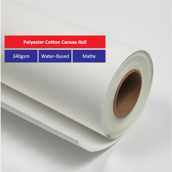 340G Water-Based Matte Polyester Cotton Canvas Roll