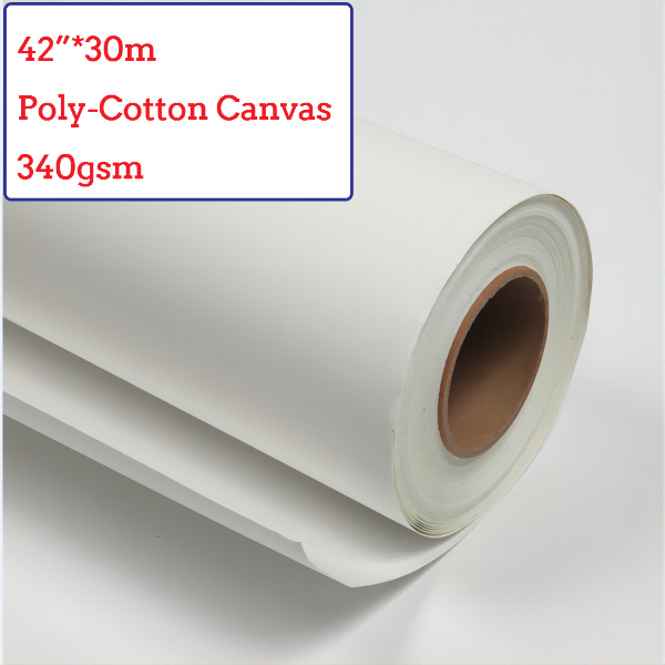 42"*30m Water-Based Matte Polyester Cotton Canvas Roll - 340G